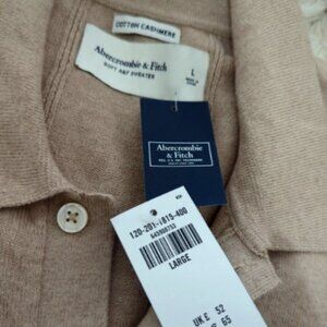 Abercrombie & Fitch Sweater Men's L Beige Soft Cotton Cashmere Button Down